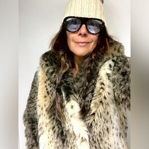 Vintage Faux Fur Animal Print Coat size Medium/Large